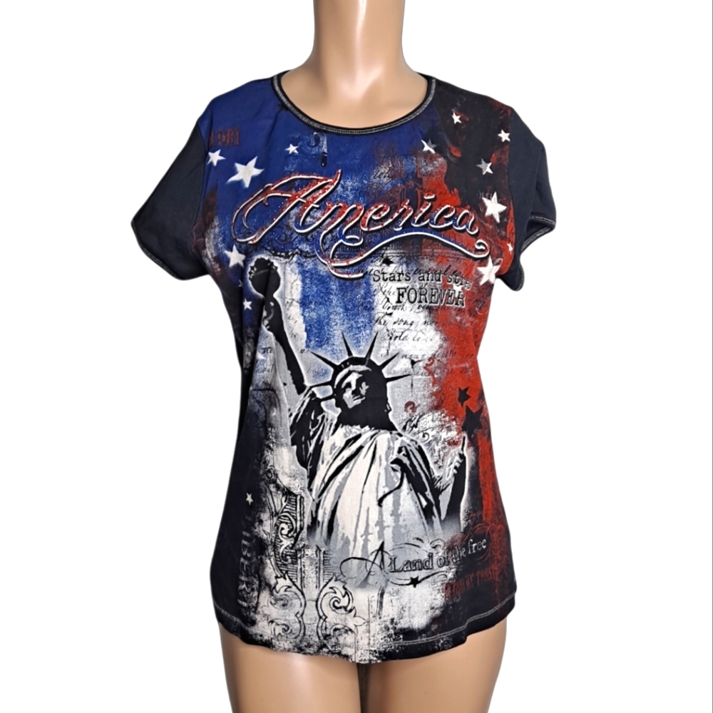 Blue canyon shirt America muxed color embellished